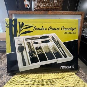 Bamboo Drawer Organizer - Expandable, White